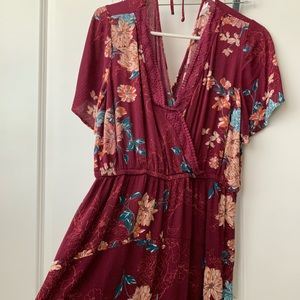 Maroon floral romper